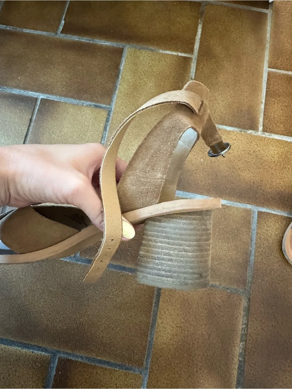 Dolce Vita Tan Suede Cross-Strap Block Heel Sandals